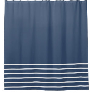 Navy Blue and White Stripe Shower Curtain