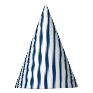 Navy Blue and White Stripe Ticking Party Hat
