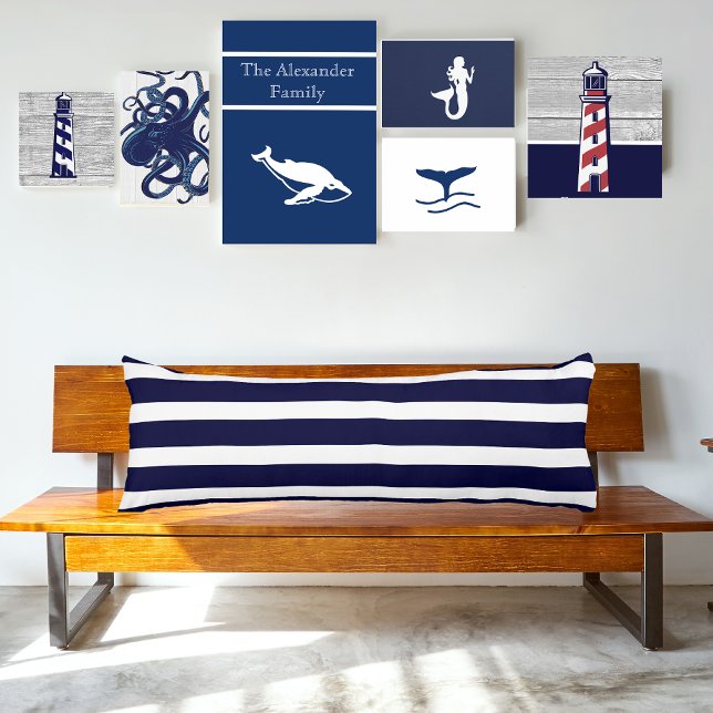 Navy Blue and White Striped  Body Cushion (Creator Uploaded)