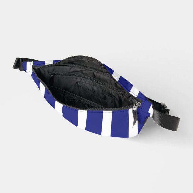 Navy blue and white stripes pattern bum bags (Open)