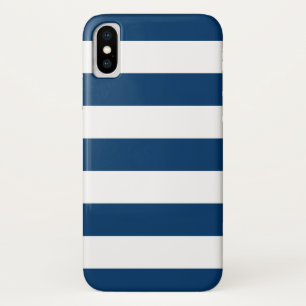 Navy Blue and White Stripes Pattern iPhone X Case