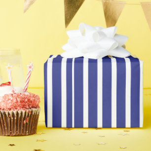 Navy blue and white stripes pattern wrapping paper