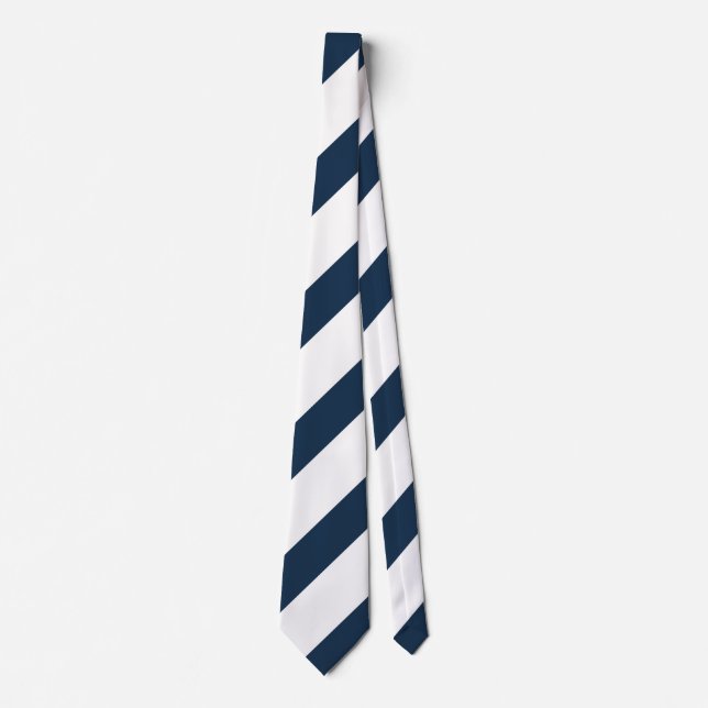 Navy Blue and White Stripes  Tie (Front)