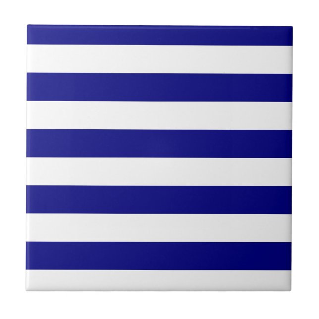Navy Blue and White Stripes Tile (Front)