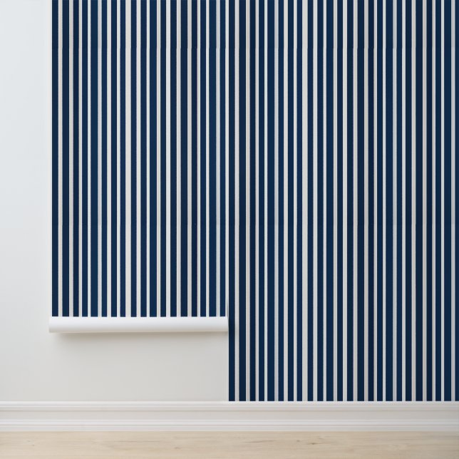 Navy Blue and White Stripes Wallpaper (Application)