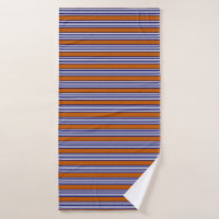 Navy blue and white stripes with burnt orange
