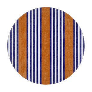 Navy blue and white stripes with burnt orange cutting board