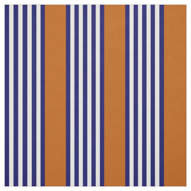 Navy blue and white stripes with burnt orange fabric (Swatch)