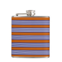 Navy blue and white stripes with burnt orange