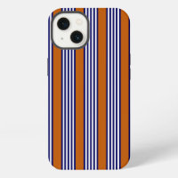 Navy blue and white stripes with burnt orange