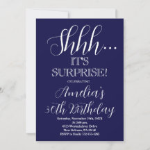 Navy Blue and White Surprise Birthday Party