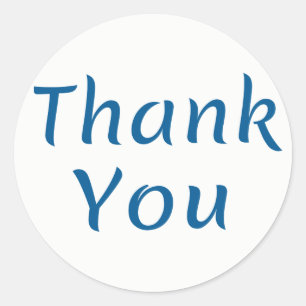 Navy Blue And White Thank You Classic Round Sticker