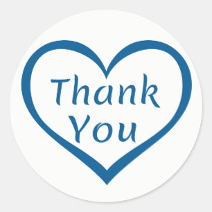 Navy Blue And White Thank You Heart Love - Wedding Classic Round Sticker