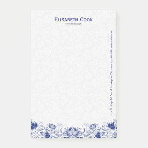 Navy Blue And White Vintage Floral Lace 2 Post-it Notes