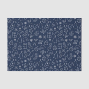 Navy Blue and White Winter Christmas Pattern Tissue Paper