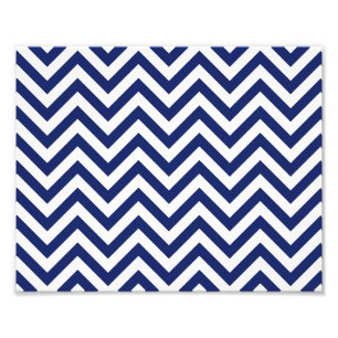 Navy Blue and White Zigzag Stripes Chevron Pattern Photo Print