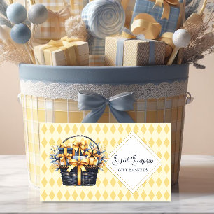 Navy Blue and Yellow Gift Basket Business Card