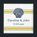 Navy Blue and Yellow Seashell Wedding Stationery Magnet<br><div class="desc">Navy Blue and Yellow Seashell Wedding Stationery</div>