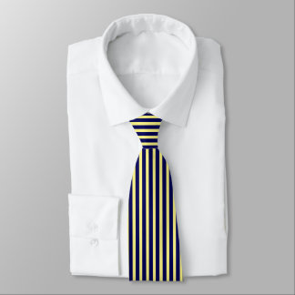 Navy Blue and Yellow Stripes Tie