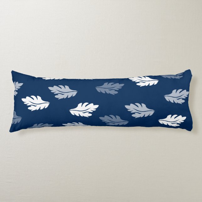 Navy Blue Antique Leaves Pattern Body Cushion (Front)
