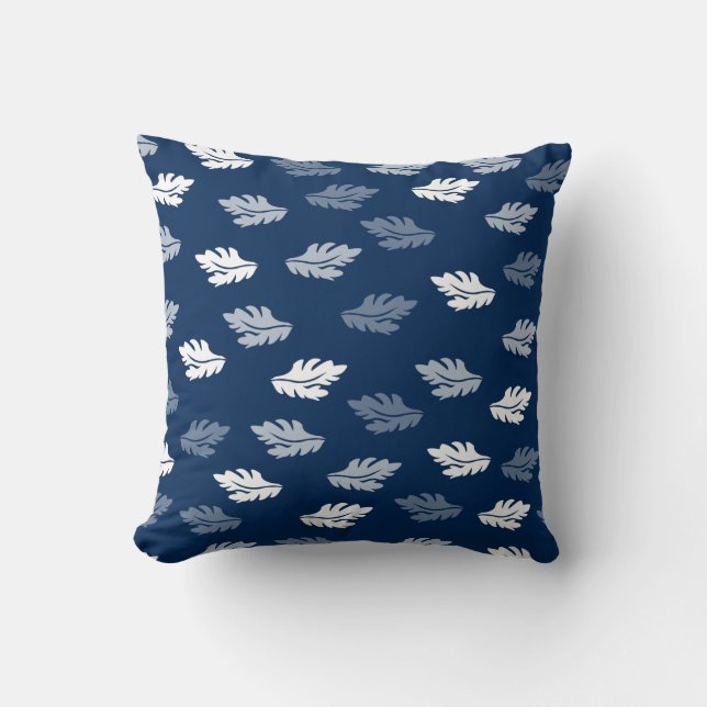 Navy Blue Antique Leaves Pattern Cushion (Front)