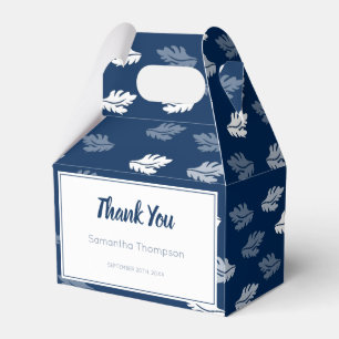 Navy Blue Antique Leaves Pattern Favour Box