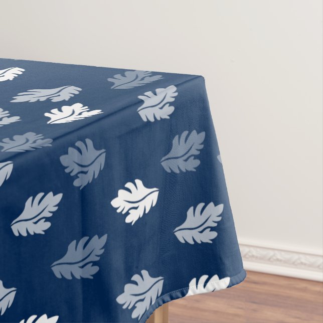 Navy Blue Antique Leaves Pattern  Tablecloth (In Situ)
