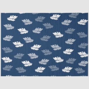 Navy Blue Antique Leaves Pattern Tissue Paper