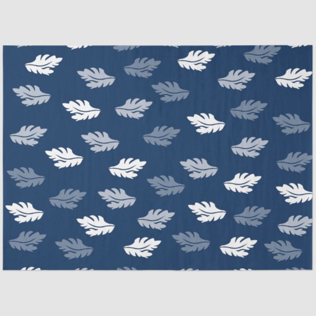 Navy Blue Antique Leaves Pattern  Tissue Paper (Front)