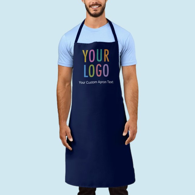 Navy Blue Apron Promotional Custom Company Logo (MISOOK Navy Blue Apron with Logo)