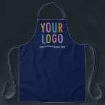 Navy Blue Apron Promotional Custom Company Logo<br><div class="desc">Personalise this all-over-print apron with your own company logo or picture and custom text. The text can be a name, business tagline, website address, social media handle, or other personalised text to express yourself. Available in navy blue and other colours (all colours are customisable). Available in large, medium, and child...</div>