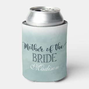 Navy Blue Aqua Watercolor Mother of the Bride Can Cooler