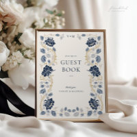 Navy Blue Art Nouveau Wedding Guest Book Sign