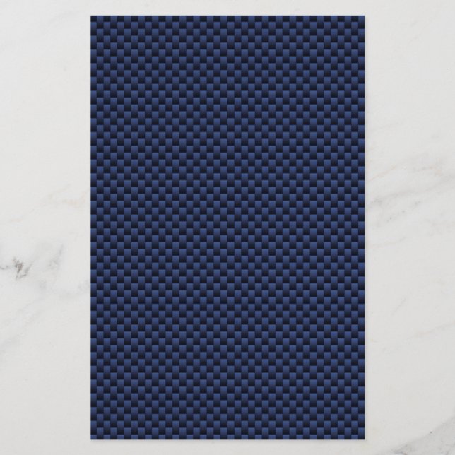 Navy Blue Automotive Carbon Fibre Weave Print Stationery (Front)