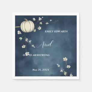 Navy Blue Autumn Pumpkin Wedding Napkins