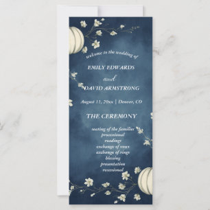 Navy Blue Autumn Pumpkin Wedding Program