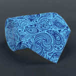 Navy Blue & Baby Blue Floral Paisley Pattern Tie<br><div class="desc">Elegant baby blue background(changeable) with navy blue vintage floral paisley damasks pattern.
Adjustable size of the print and background colour.</div>