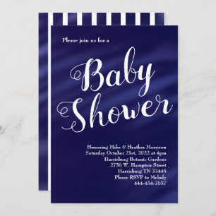Navy Blue Baby Shower Boy Nautical Watercolor Invitation