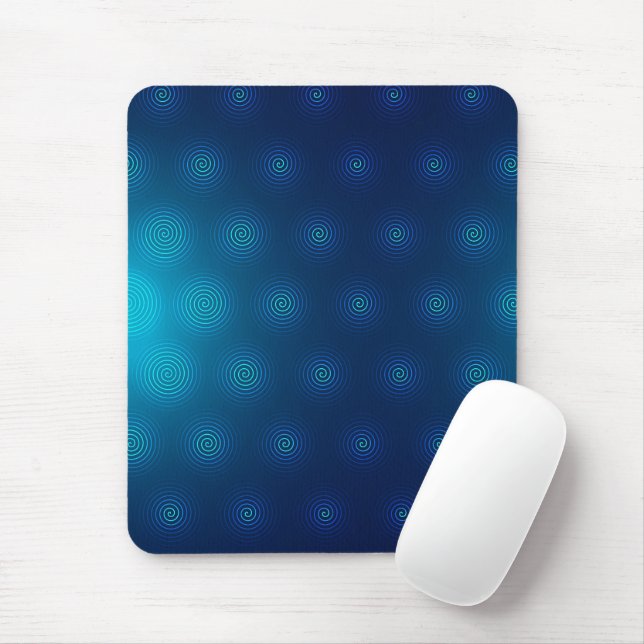 Navy blue background with turquoise concentric  mouse pad (With Mouse)