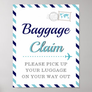 Navy Blue Baggage Claim Travel Airline Favour Tabl Poster