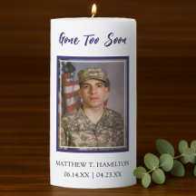 Navy Blue Bald Eagle Gone Too Soon Memorial Candle