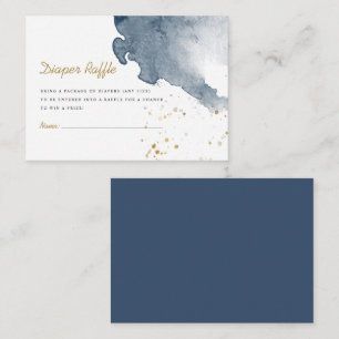 Navy Blue Balloon Watercolor Boho Diaper Raffle Enclosure Card