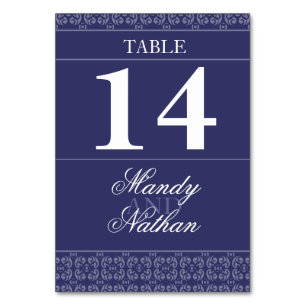 Navy blue banded table numbers