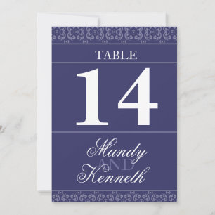 Navy blue banded wedding table numbers