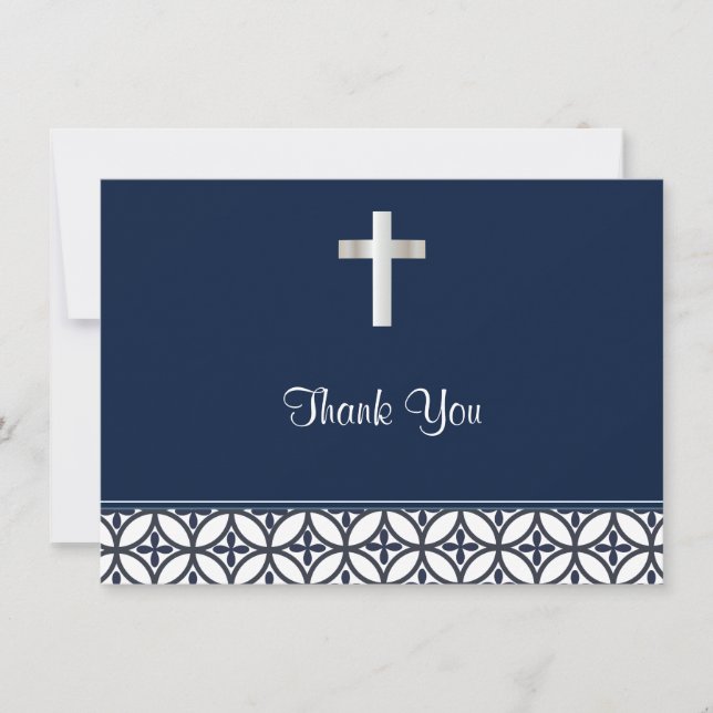 Navy Blue Baptism Thank You (Front)