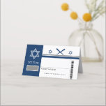 Navy Blue Bar Mitzvah Baseball Ticket Seating Place Card<br><div class="desc">Navy Blue Baseball Ticket style Seating Card to go with your sports themed Bar Mitzvah. Customise front and back. For enquiries about custom design changes by the independent designer please email paula@labellarue.com BEFORE you customise or place an order.</div>