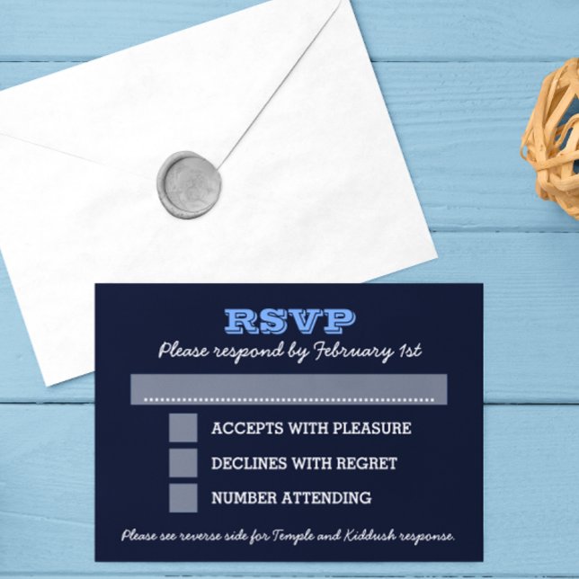 Navy Blue Bar Mitzvah Big RSVP with Options (Creator Uploaded)