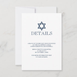 Navy Blue Bar Mitzvah Details Card