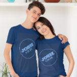 Navy Blue Bar Mitzvah with Name Logo T-Shirt<br><div class="desc">This shirt is the perfect casual accompaniment to your Bar Mitzvah celebration. Fully customisable to say just what you want! Get one for the whole family,  or each guest!</div>
