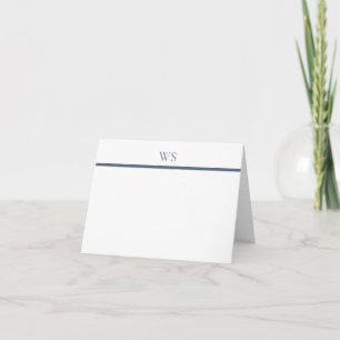 Navy Blue Bar Monogram Personalised Note Card
